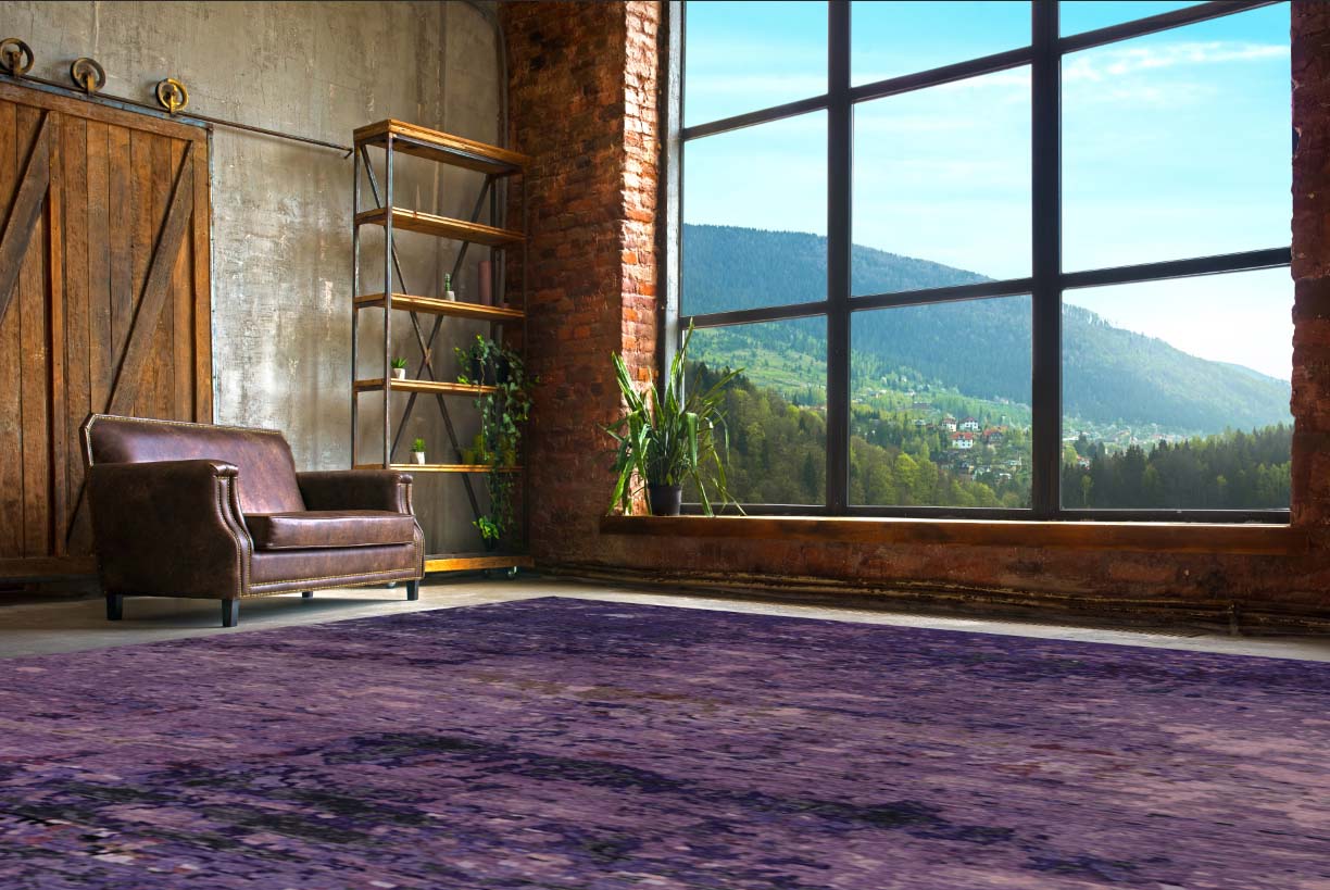 Rustikaler Wohnraum mit Geba Teppich "Antique purple" - Geba Teppich