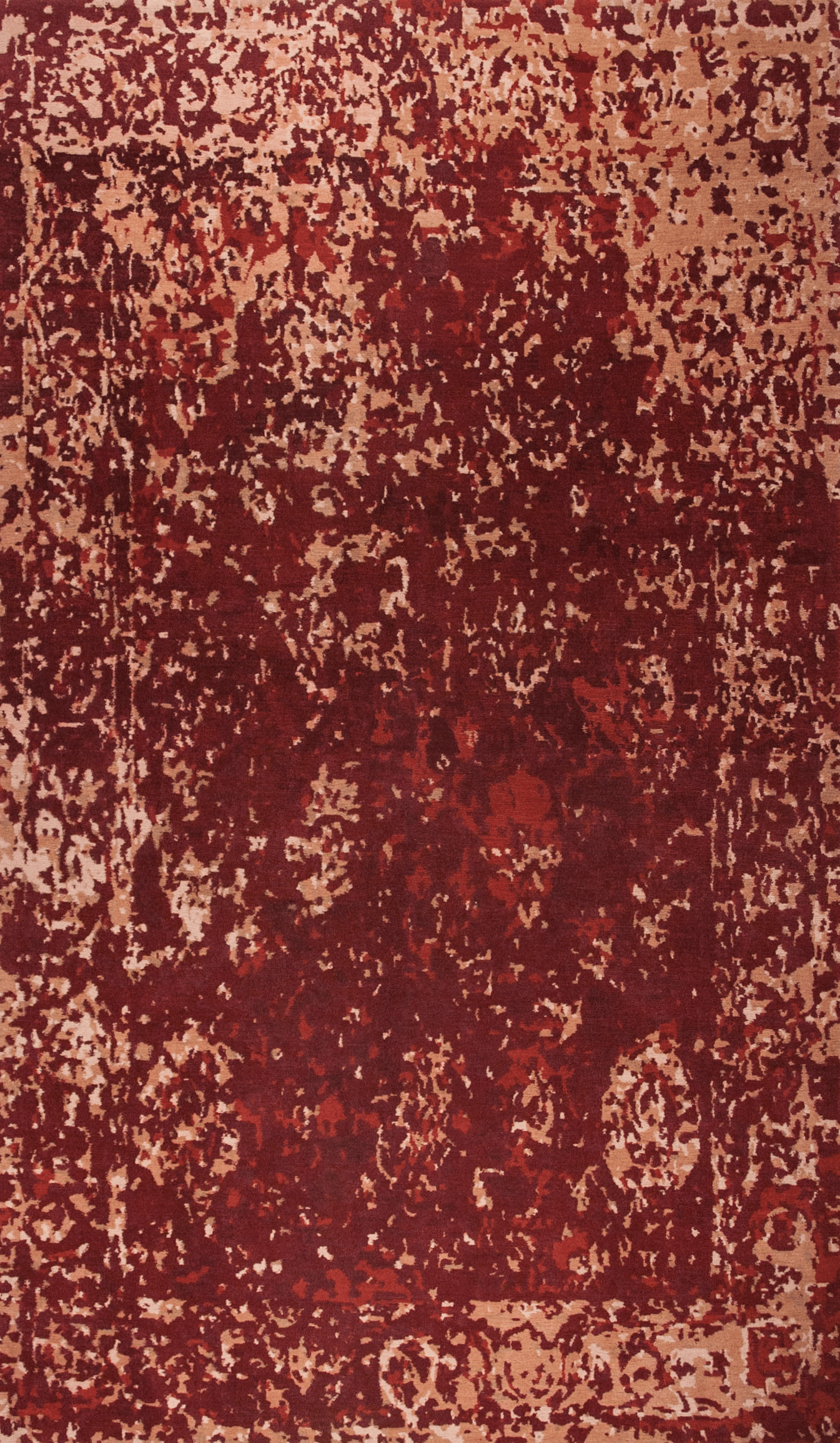 Geba Teppich "Antique red" in abstrahierter Darstellung eines klassischen Teppichs, verschiedene rot und beige Töne, aus Nepal, 100 Knoten, gefertigt aus tibetischer Hochlandschafwolle - Produktbild - Geba Teppich