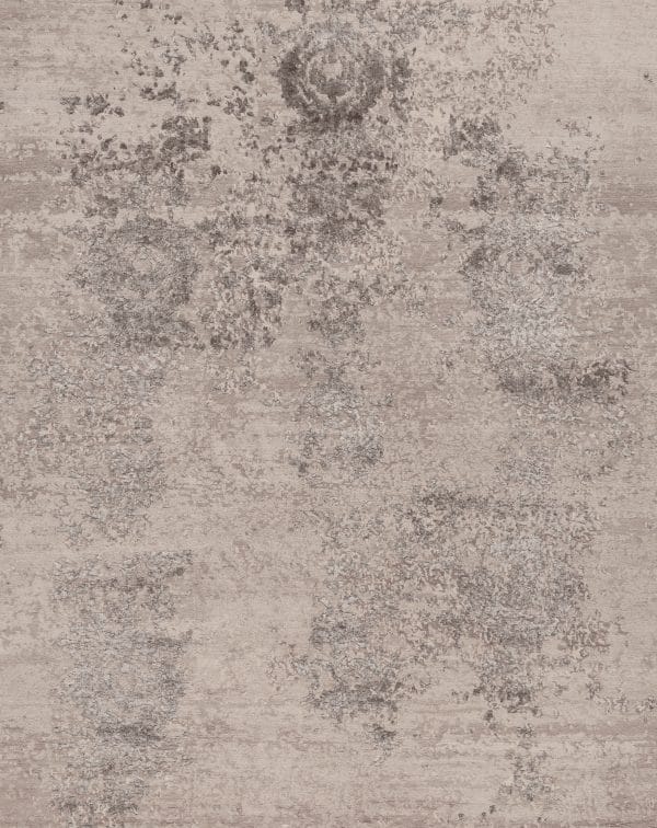 Geba carpet "Vintage creme silk" with oranments made of silk in grey on beige background made of sheep's wool, from Nepal, 100 knot, 65% sheep's wool and 35% chinese silk - product picture - Geba carpet