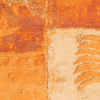 Geba Teppich "PW orange" in unterschiedlichen orange und gelb Tönen, Patchwork und Vintage Look, mit Pflanzen bzw. Palmen Motiven, aus Nepal, 100 Knoten, gefertigt aus tibetischer Hochlandschafwolle - Produktbild - Geba Teppich