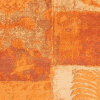 Geba Teppich "PW orange" in unterschiedlichen orange und gelb Tönen, Patchwork und Vintage Look, mit Pflanzen bzw. Palmen Motiven, aus Nepal, 100 Knoten, gefertigt aus tibetischer Hochlandschafwolle - Produktbild - Geba Teppich