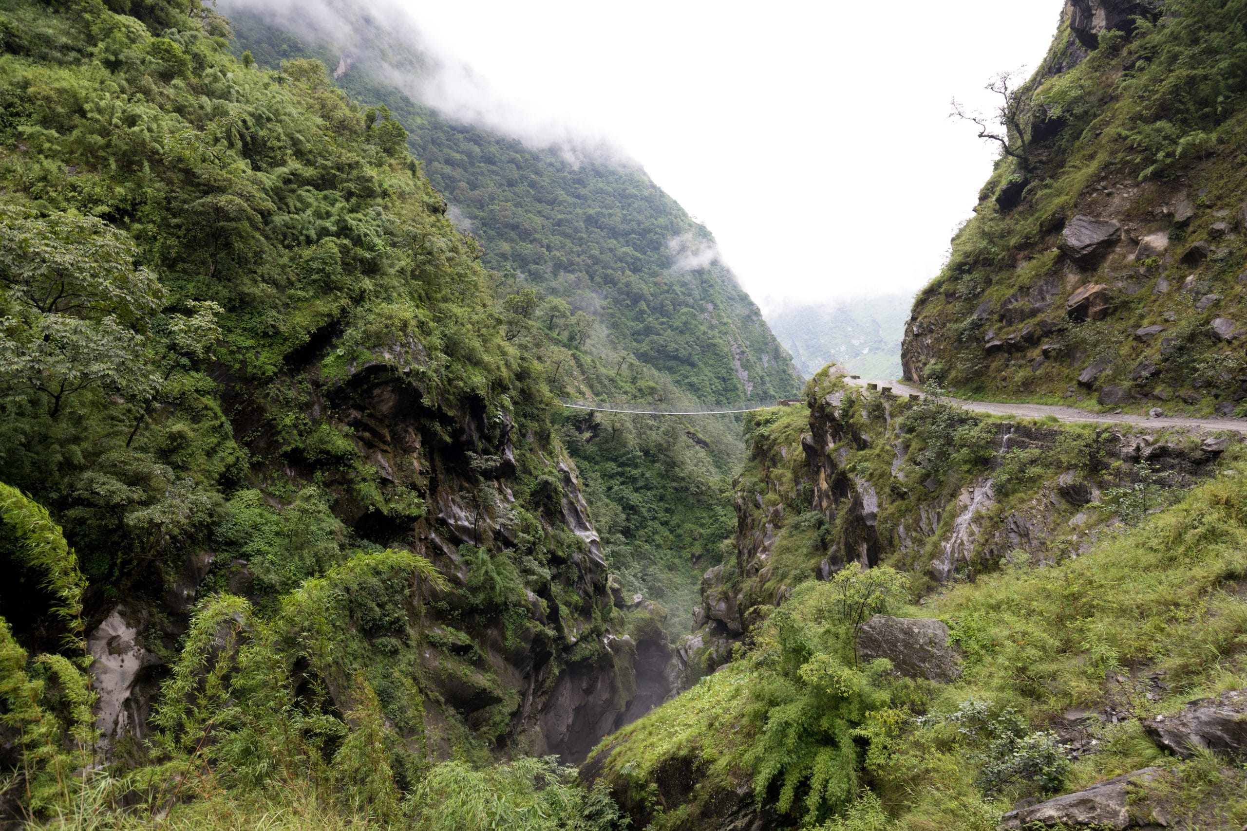 Schöne grüne jungelartige Berglandschaft in Nepal - Geba Teppich
