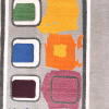 Geba Teppich "Paintbox" in Malkasten Look, bunte Farben auf grauem Hintergrund - Produktbild - Geba Teppich