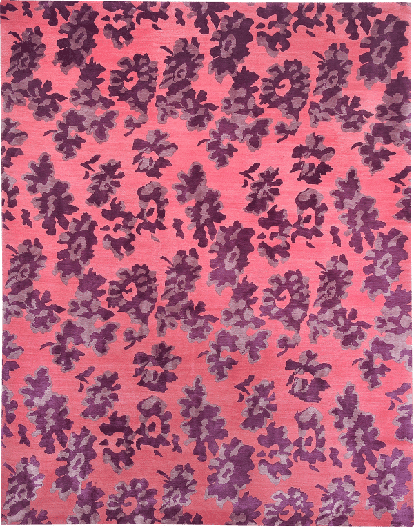 Geba carpet "Retro" in pink with violet blossoms, from Nepal, 100 knots, 50% sheep's wool 50% chinese silk - product picture - Geba carpets