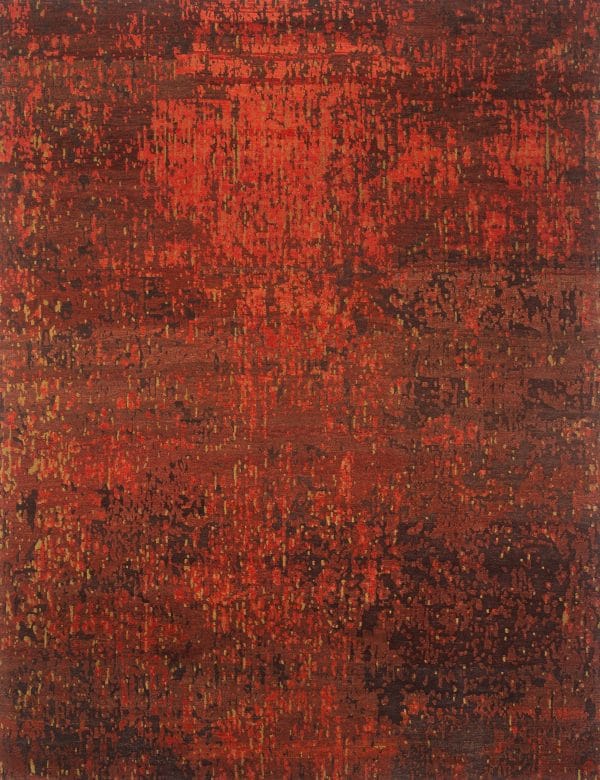 Geba carpet "Japel" abstract design in red and brown, high and low pile height mix, from Nepal, 100 knot, vegetable dyed sheep's wool - product picture - Geba carpets