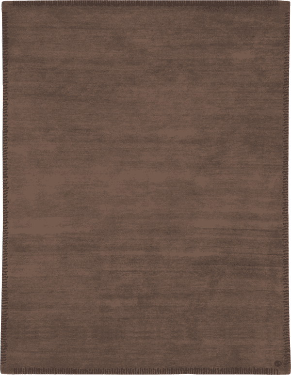 Geba Teppich "Marser brown", einfärbiger Teppich in braun mit einer durch dunkelbraune Striche angedeuteten Bordüre, aus Nepal, 80 Knoten, gefertigt aus tibetischer Hochlandschafwolle - Produktbild - Geba Teppich