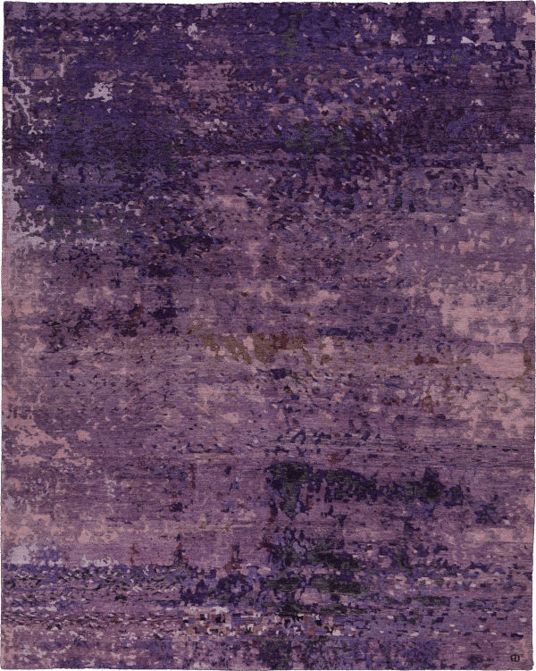 Geba Teppich "Antique violet" mit abstraktem Design in unterschiedlichen violett/Flieder Tönen, aus Nepal, 100 Knoten, gefertigt aus tibetischer Hochlandschafwolle - Produktbild - Geba Teppich