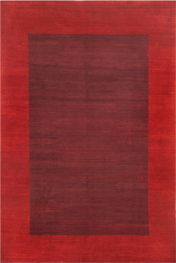 Geba Teppich "Pardom" in rot mit einem dunkelrotem Quader zentral positioniert, aus Nepal, 80 Knoten, gefertigt aus pflanzlich gefärbter tibetischer Hochlandschafwolle - Produktbild - Geba Teppich