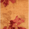 Geba Teppich "Luma" mit zwei rot/pinken abstrahierten Blüten auf braunem Hintergrund, aus Nepal, 100 Knoten, gefertigt aus tibetischer Hochlandschafwolle - Produktbild - Geba Teppich