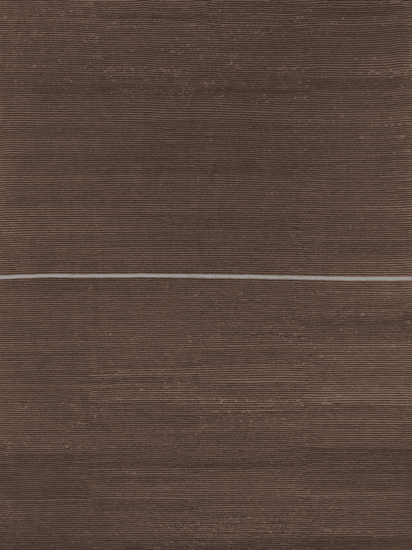 Geba carpet "Yarlung brown", made with cut and loop, brown base color with fine light brown lines and one bigger white line in the middle, from Nepal, 80 knot, sheep's wool - product picture - Geba carpets