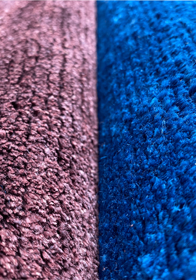 Detailaufnahme unterschiedner Materialien für Teppiche - Geba Teppich