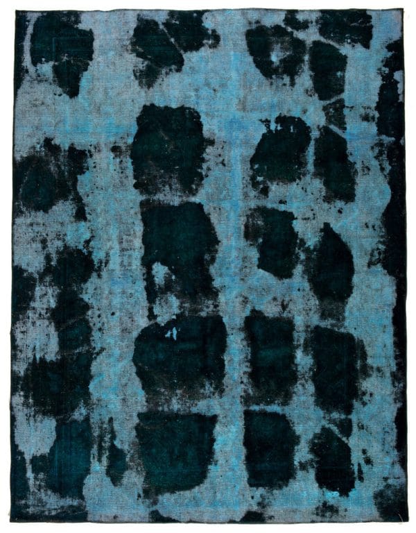 Teppich im Vintagelook, in petrol-türkisen Tönen mit angedeutetem klassischen Design, aus dem Iran, Schafwolle - Produktbild - Geba Teppich
