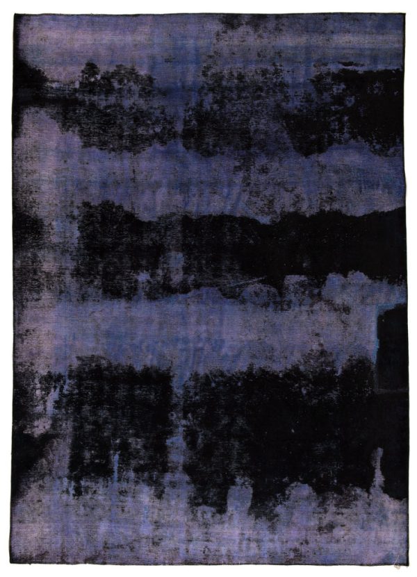 Teppich im Vintagelook, in schwarz-violett Tönen mit angedeutetem klassischen Design, aus dem Iran, Schafwolle - Produktbild - Geba Teppich