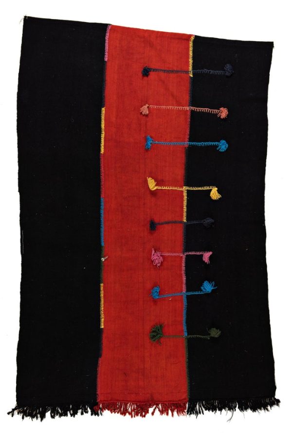 Schwarz-roter Perde Kelim Teppich, aus Anatolien, hergestellt aus Schafwolle - Produktbild - Geba Teppich