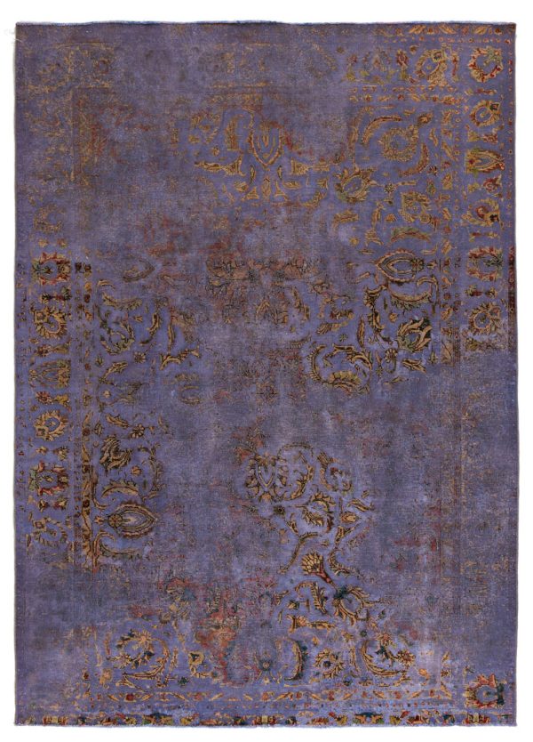 Violett-goldener Teppich, aus dem Iran-Träbiz, Kurzflor mit feinem klassischen Floraldesign, aus Schafwolle - Produktbild - Geba Teppich