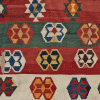 Gashkai Kelim in bunten Farben, mit geometrischen Formen als Musterung, aus dem Iran, ca. 100 Jahre alt, gefertigt aus pflanzlich gefärbter Schafwolle - Produktbild - Geba Teppich
