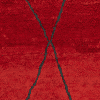 Roter Berber Teppich, Langflor, mit schwarzem Kreuz über die Diagonalen, Fransen in rot, aus Marokko, gefertigt aus Schafwolle - Produktbild - Geba Teppich
