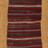 Striped Malatya Kelim in red with green blue and orange stripes, with braids, sheep's wool, sewed on a Kelim with fringes in beige/brown, linen, 90 years old, from Anatolia - product picture - Geba carpets