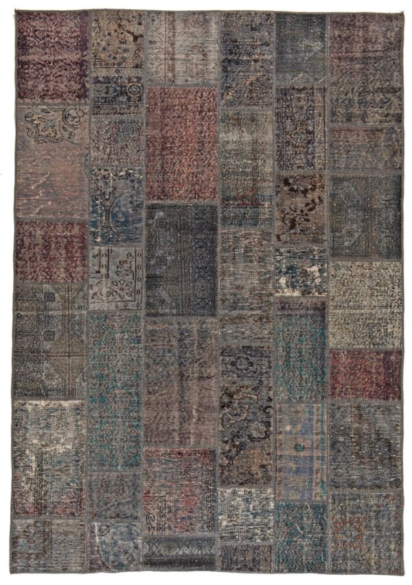 Patchwork carpets grey base color, a variety of colorful patches, from Anatolia, sheep's wool - product picture - Geba carpets