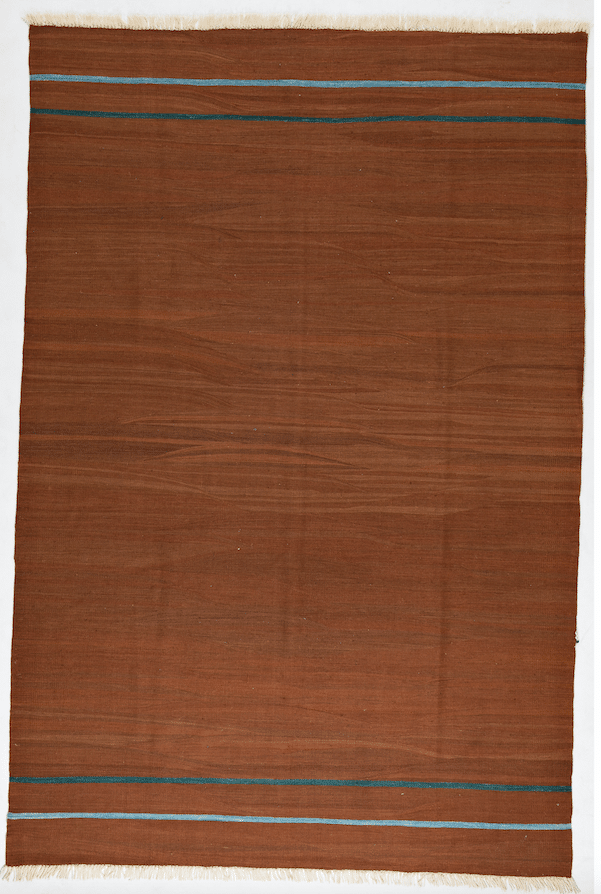 Kelim in brown with blue and green stripes, from Turkey, with fringes, sheep's wool - product picture - Geba carpets