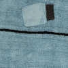 Kelim in hellem blau mit schwarzem Streifen in der Mitte, ein Patch in einer ähnlichen Farbe und schwarz, aus Anatolien, gefertigt aus Jute - Produktbild - Geba Teppich