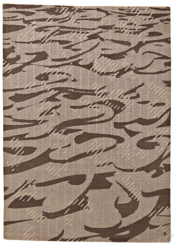 Brown and beige Geba carpet, from Nepal, designed by Klaus Kempenaars, sheep's wool and linen - product picture - Geba carpets