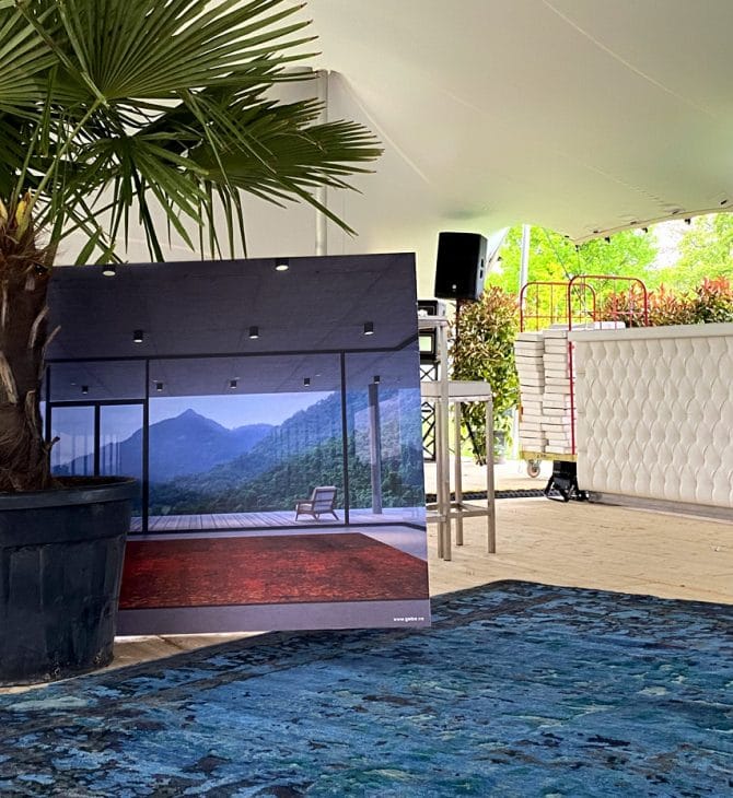 Geba Teppich "Antique Blue" ziert die Lounge der "Design Days 2022" im Schloss Grafenegg - Geba Teppich