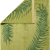 Grüner Geba Teppich, mit zwei Palmwedeln als Motiv, Seide, aus Nepal - Geba Teppich